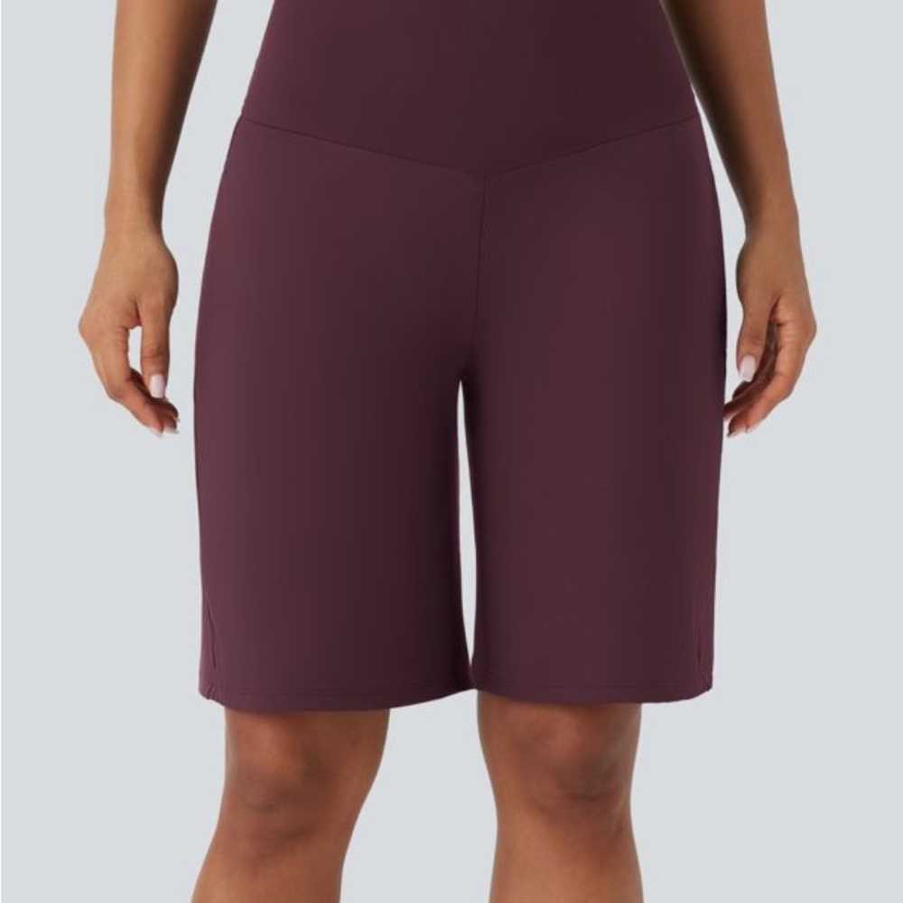 NWT HALARA Maroon/Fig SoftlyZero Airy High-Waisted Shorts